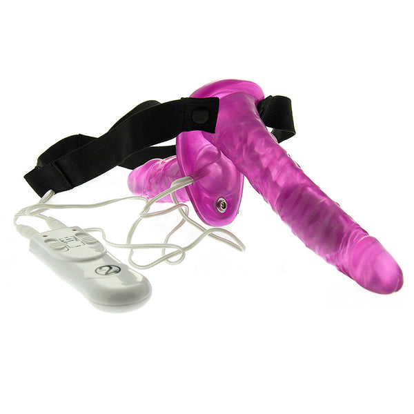 Duo Vibrating Strap On Vibrating Dongs 7.5 Inch