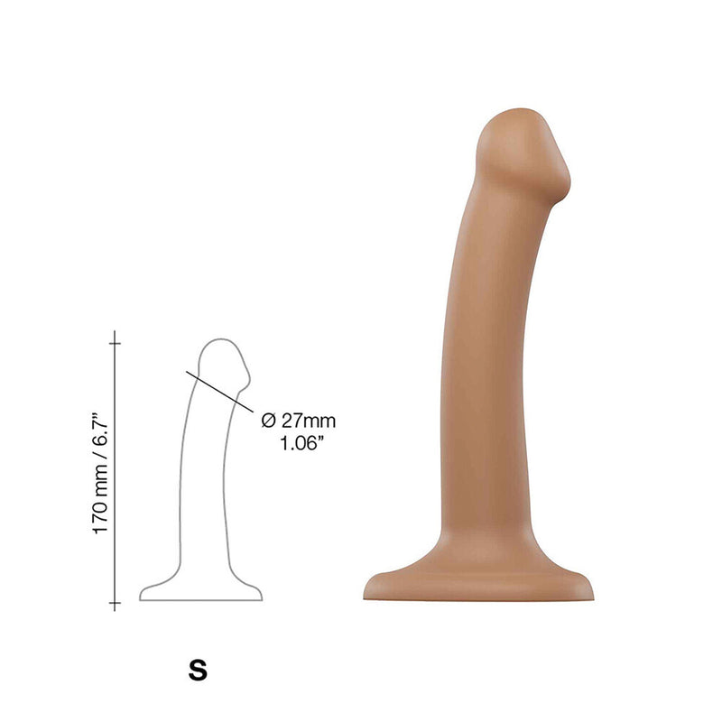 Strap On Me Silicone Dual Density Bendable Dildo Small Caramel 7 Inch