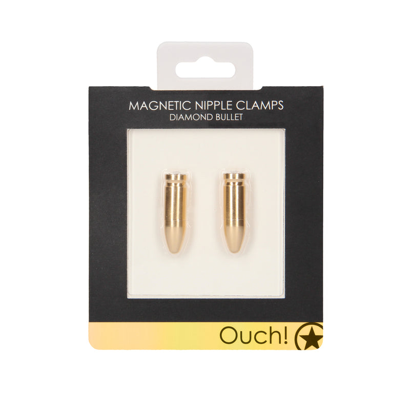 Ouch Magnetic Nipple Clamps Diamond Bullet Gold