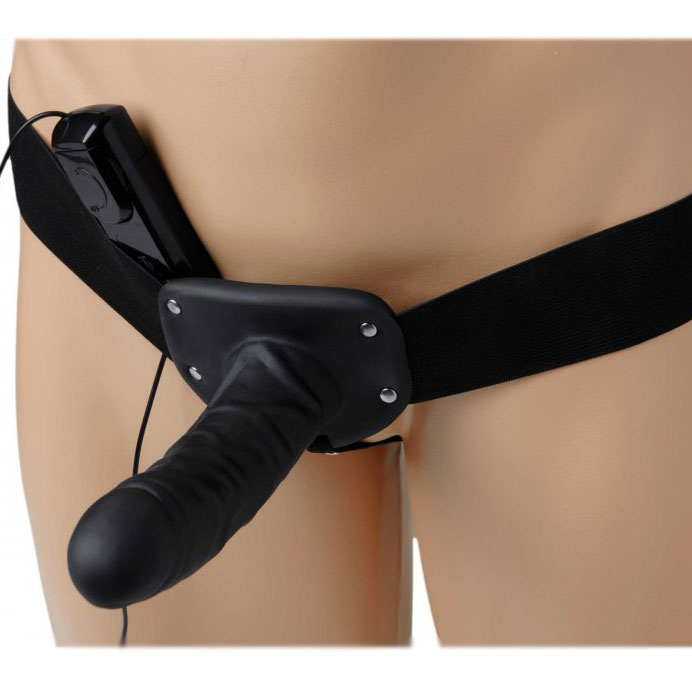 Deluxe Vibro Erection Assist Hollow Silicone Strap On 6 Inch