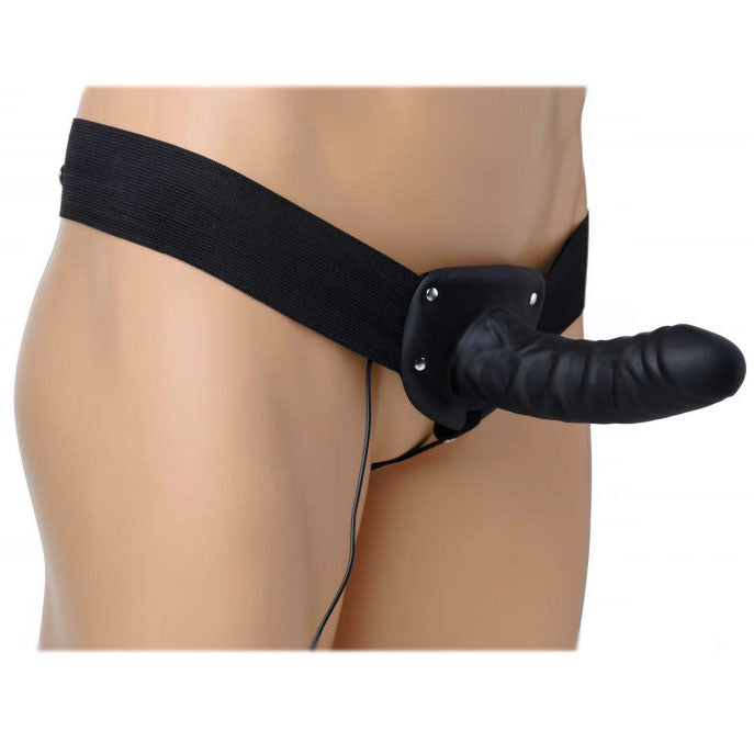 Deluxe Vibro Erection Assist Hollow Silicone Strap On 6 Inch