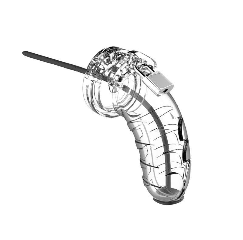 Man Cage 16 Male 4.5 Inch Clear Chastity Cage With Urethal Sound